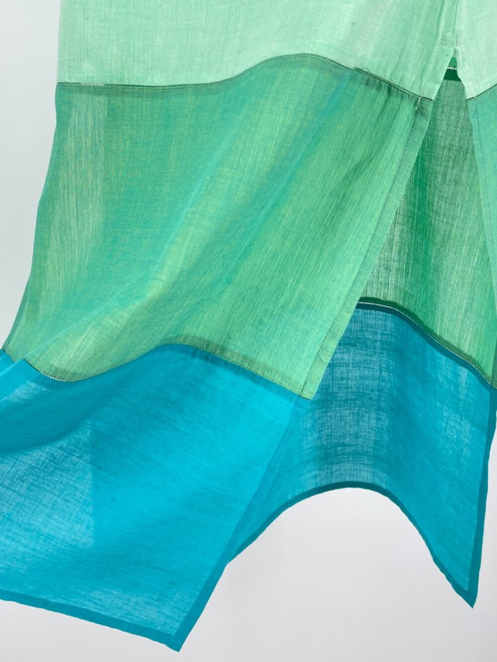 Fab India Blue Green Floral Block Print Cotton Kurta Tunic Medium - Picture 5 of 7